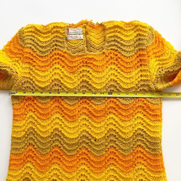Vtg Groovy Mod Retro Sweater Orange Yellow Brown Made Italy for Maison Blanche - Picture 8 of 10